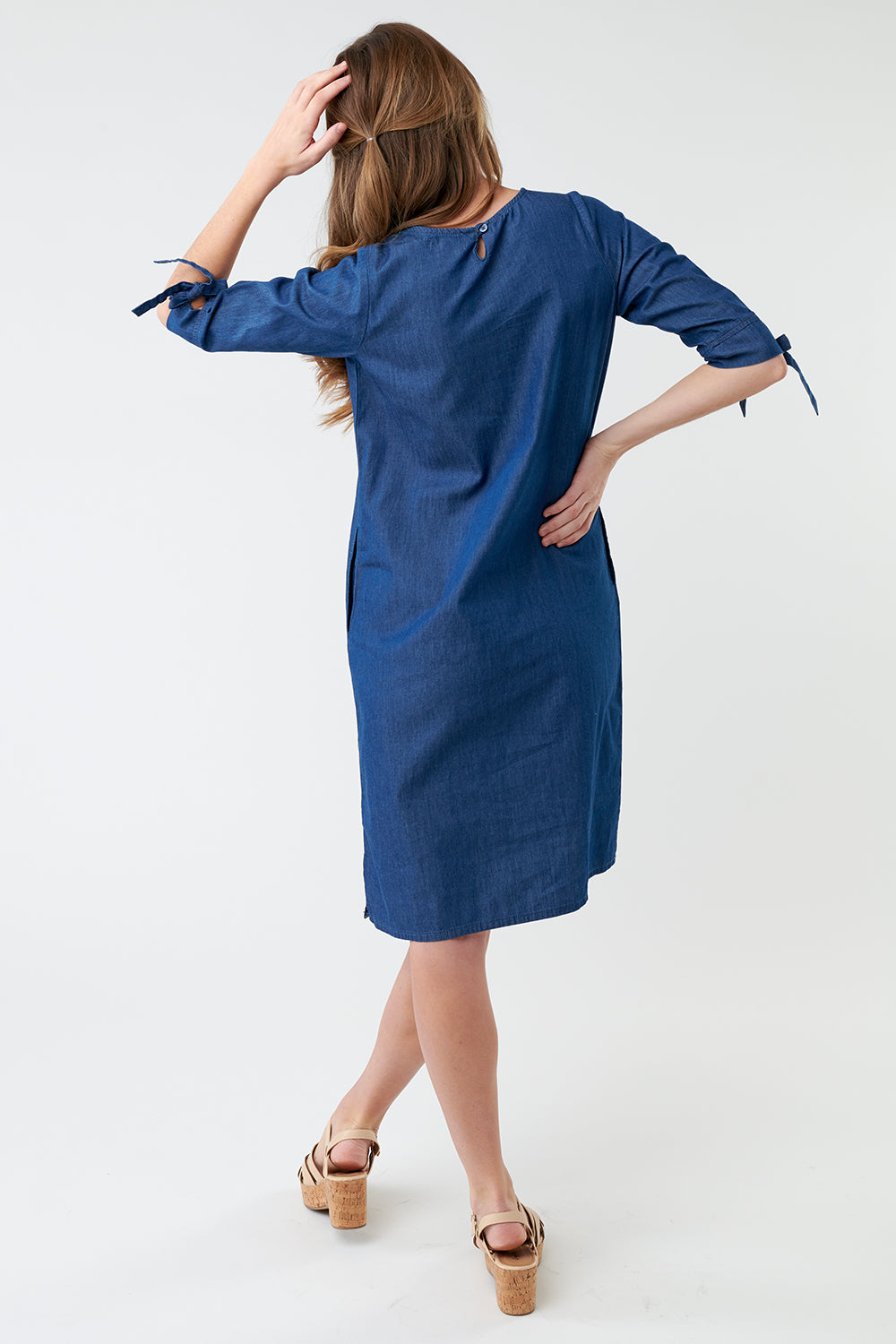 Nautical Denim Knee Length Dress in Sustainable Cotton Blue | Day Dresses |  Monsoon US.